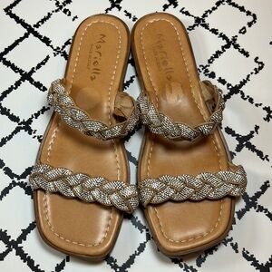 Mariella Italian Braided Crystal-Embellished Sandals - US Size 9 - GUC